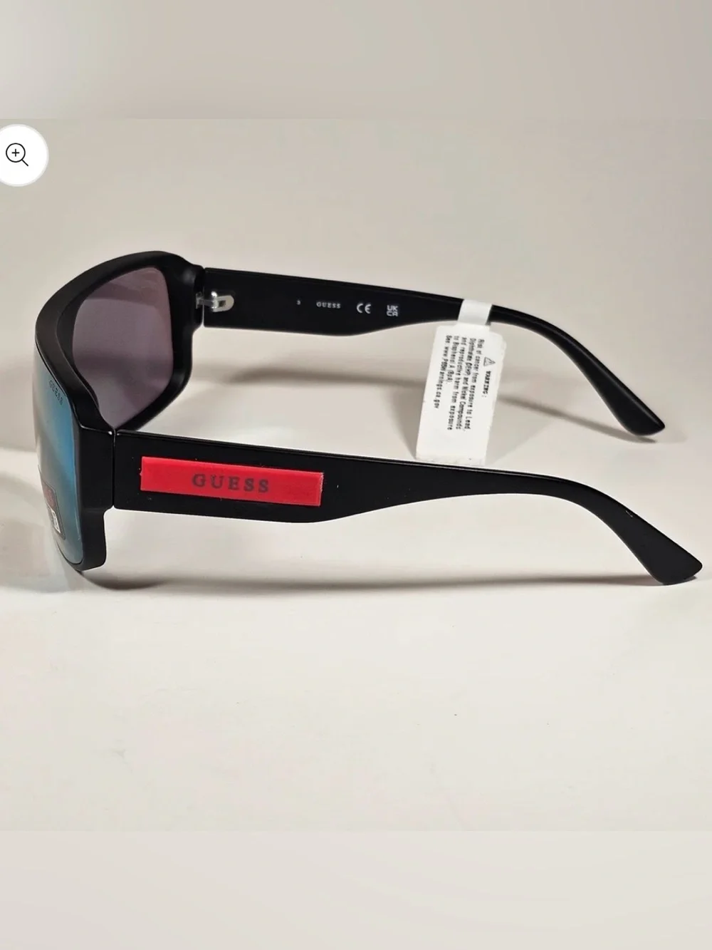 Guess GO00055 02C Rectangular Shield Wrap Sunglasses Red Matte Black Multicolor